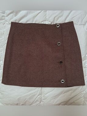 Prana Mini Skirt Plaid Buttons Academia Cottagecore Office Summer Fall Size 2